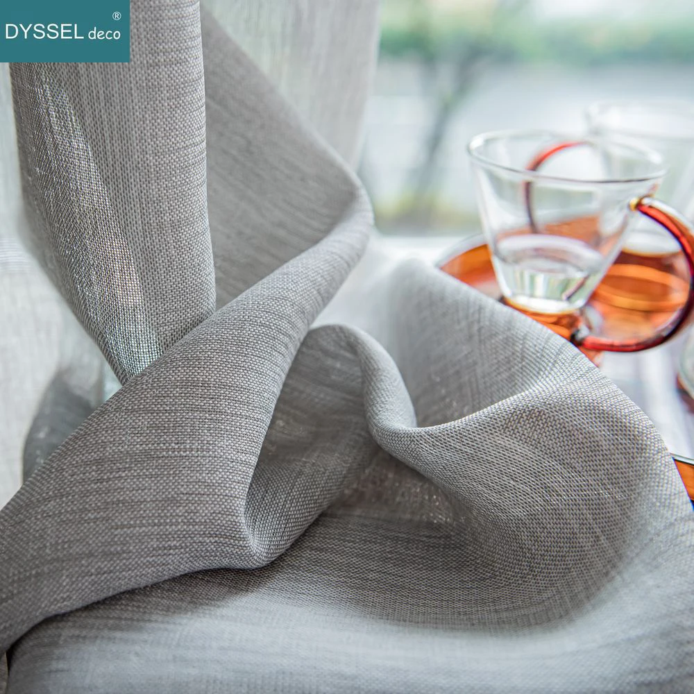 Elegant Natural Solid Slub Tulle Voile Semi Sheer Curtains with Grommet Rod Pocket for Living Room Bedroom Kitchen Window Decor