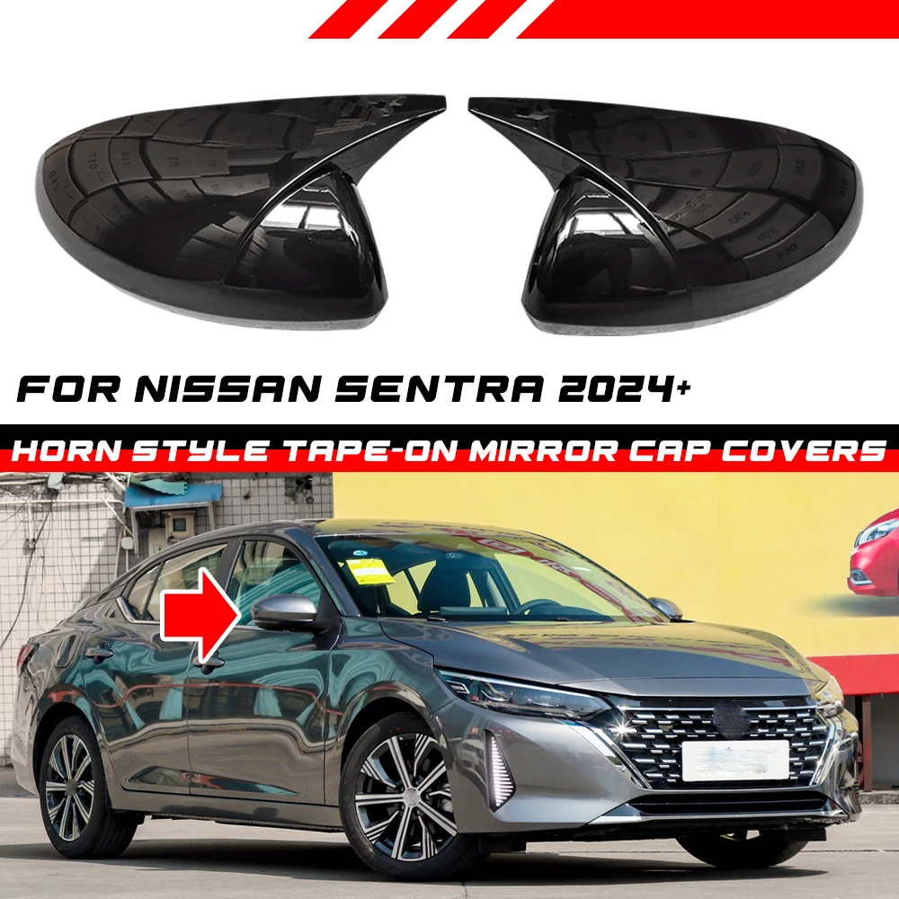 

1 Pair Door Rear View Mirror Cover Left Right Side ABS Door Wing Mirror Cover For Nissan Sentra Facelift 2024+