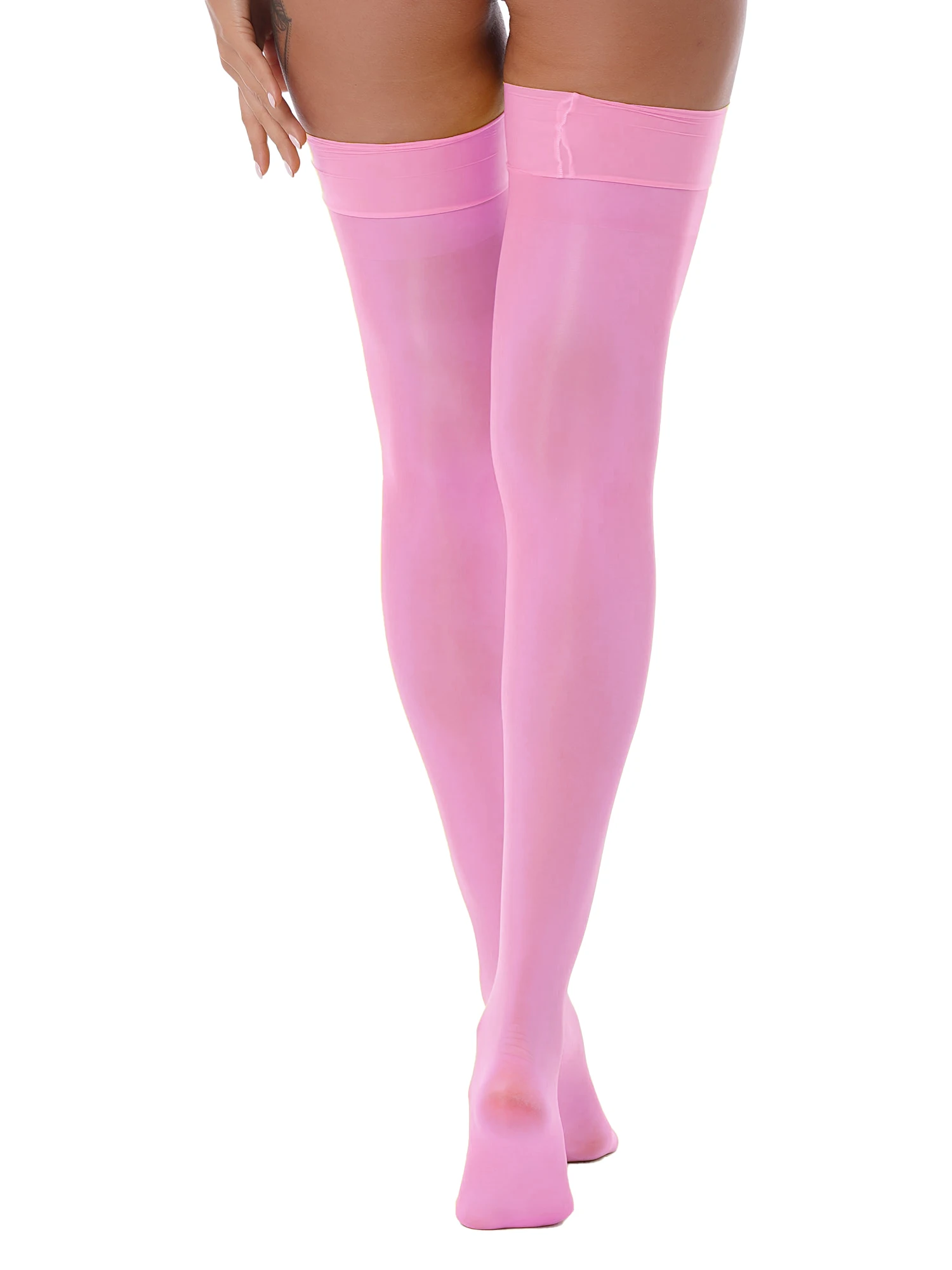 Unisex Stockings Women Men Glossy See-through Thigh High Stockings Thin Shiny Elastic Sheer Multi Color Sock Clothes Accessories