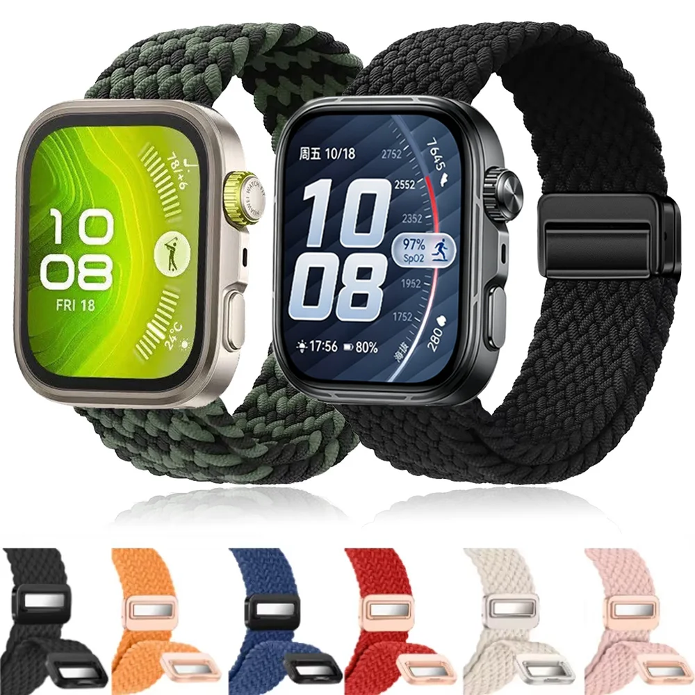 Nylon-Armband mit geflochtenem Design für Huawei Watch Fit 5-5 Pro 4-4 Pro, magnetisches, atmungsaktives Armband für Huawei Watch Fit 3, Zubehör.