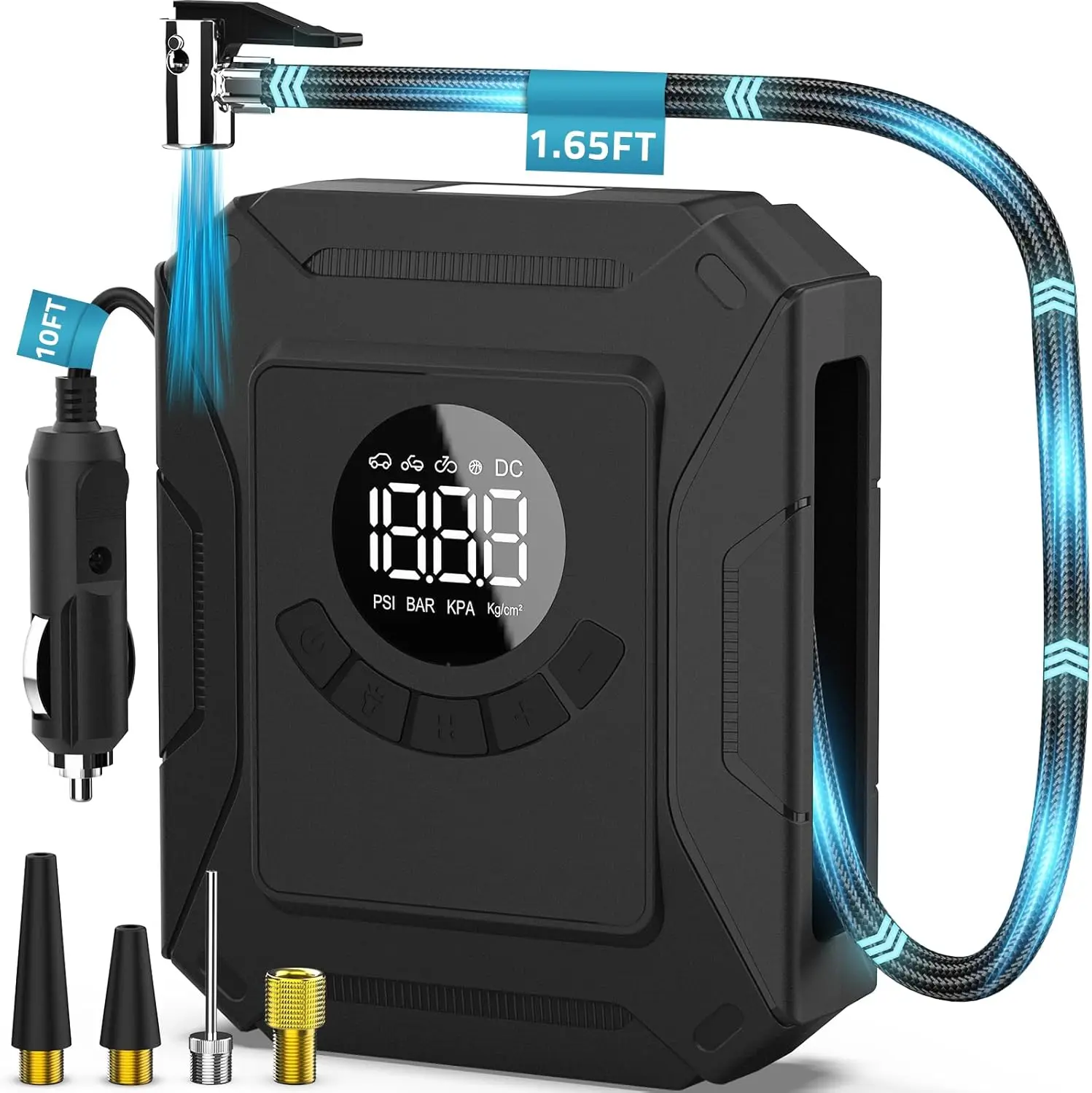 

Tire Inflator Air Compressor Pump 150 PSI for Car Tires, Auto Tire Pump with Digital Pressure Gauge, Auto Shutoff & LED Light