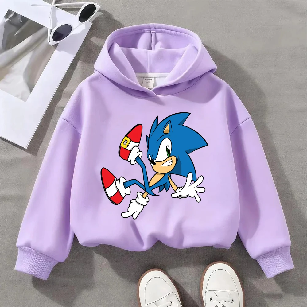 Sudadera con estampado de Sonic The Hedgehog para niños y niñas, Jersey informal de algodón de manga larga para niños, Top de dibujos animados para niños pequeños, otoño