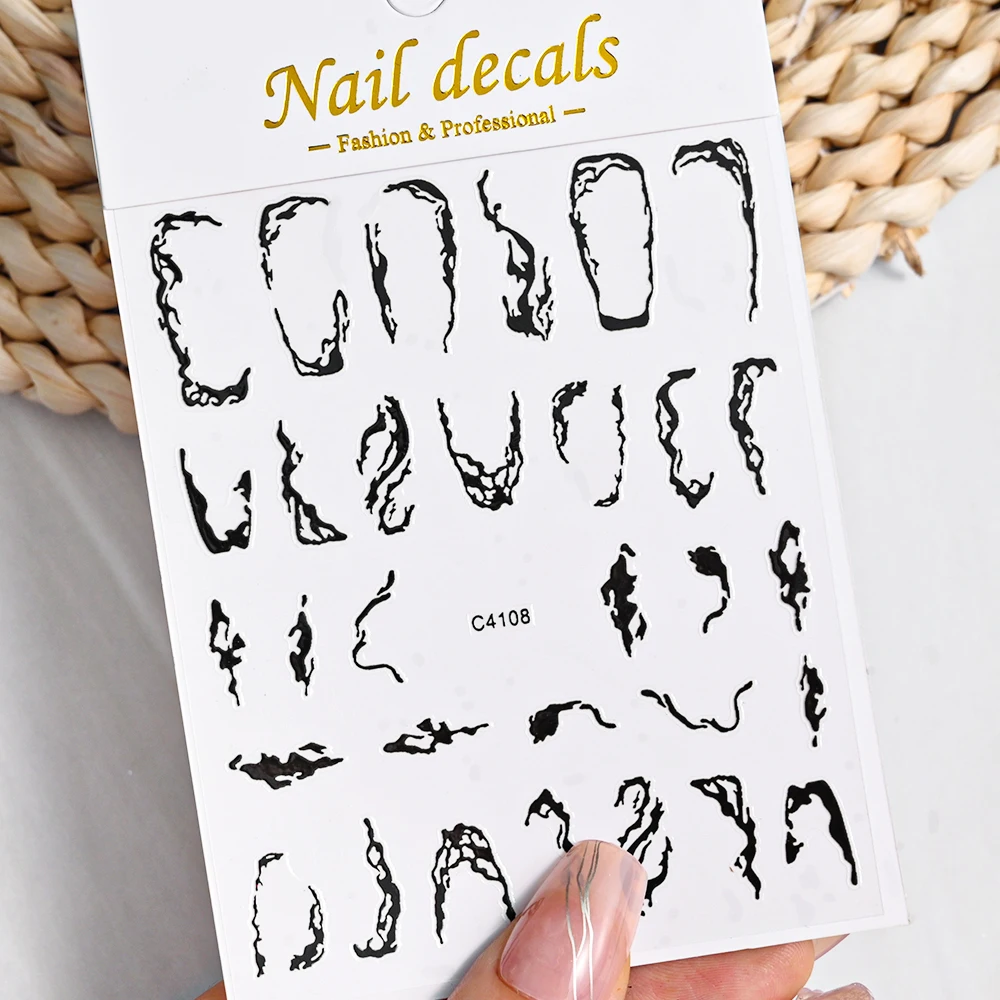 1 stks 3D metalen lijn/frame nail art stickers laser goud/zilver onregelmatige streep/curve/wijnstok zelfklevende slider manicure stickers *&