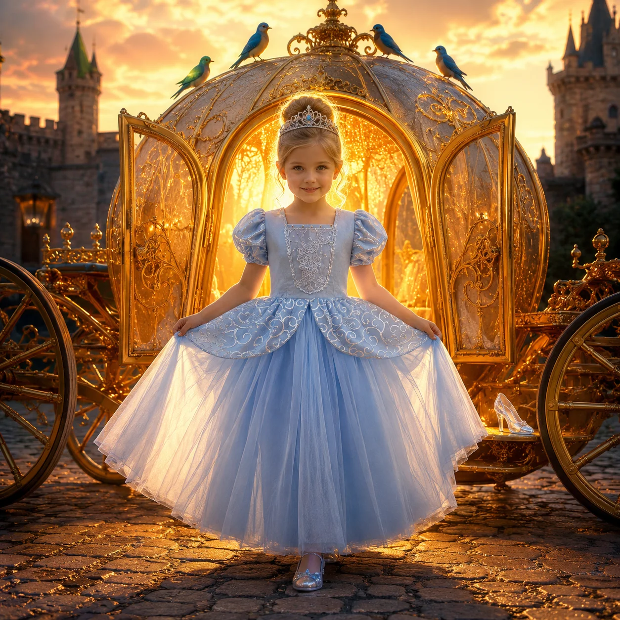 Muababy Cinderella Princess Dress for Girls Cosplay Costume Birthday Party Pageant Summer Outfit Kids Carnival 2-10Y Vestido