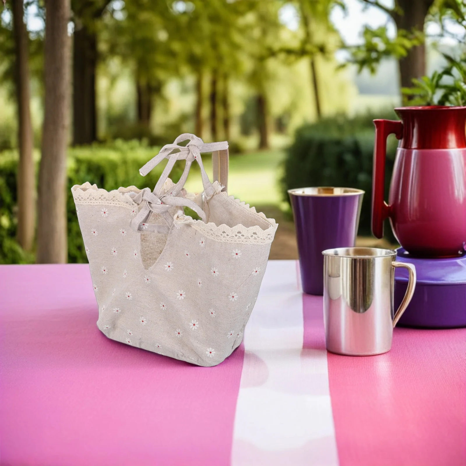 

2pcs Washable Daisy Pattern Fabric Liner For Rattan Wicker Picnic Basket Insert Reusable Storage Laundry Liners Cloth