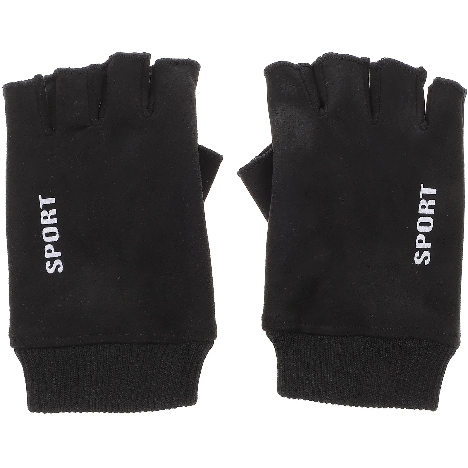 Guantes de montar de medio dedo para hombre, manoplas de punto suaves negras, guantes protectores deportivos cálidos para entrenamiento de invierno, ventilación de patinaje