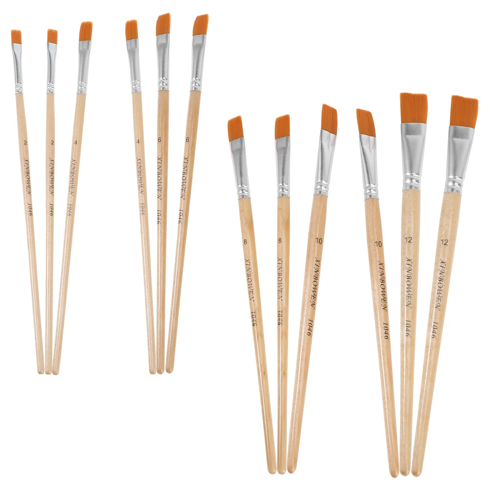 

12 Pcs Painting Brushes Set Acrylic Watercolor Craft Professional Wooden Handle Long Lasting Durable Travel Friendly