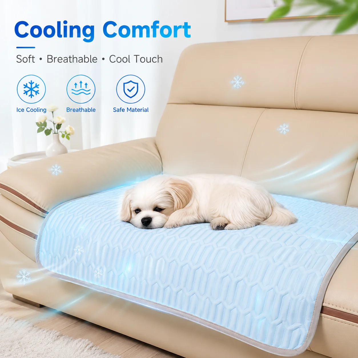 Ice Silk Cooling Pet Mat Summer Dog Cat Cooling Pad Breathable Soft Sleeping Blanket Anti-Heat Pet Bed Cushion for Small Medium