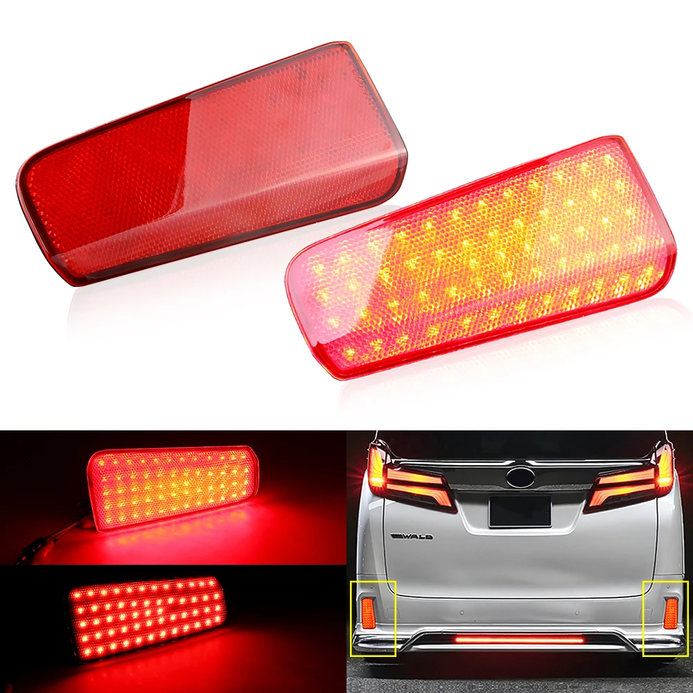 

2×Car LED Rear Brake Light Bumper Reflector Taillight Reversing Lamps Fog Lamp for Toyota Alphard Vellfire 30 Series 2015-2018