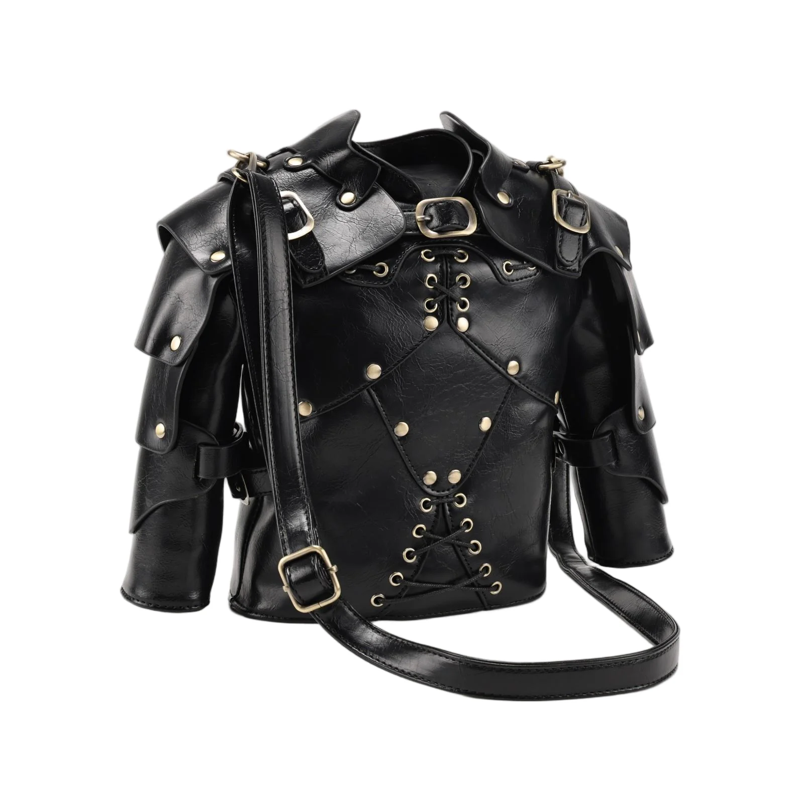 Medieval Viking Armor Shoulder Bag, Y2K Alien Shaped Crossbody Bag, European Vintage Helmet & Pauldron Design