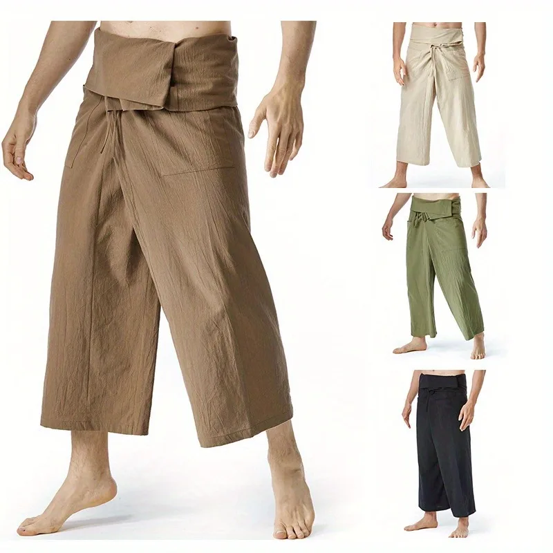Pantalones de pescador tailandés, pantalones harén de pirata de yoga deportivos sueltos unisex para cosplay y vestir