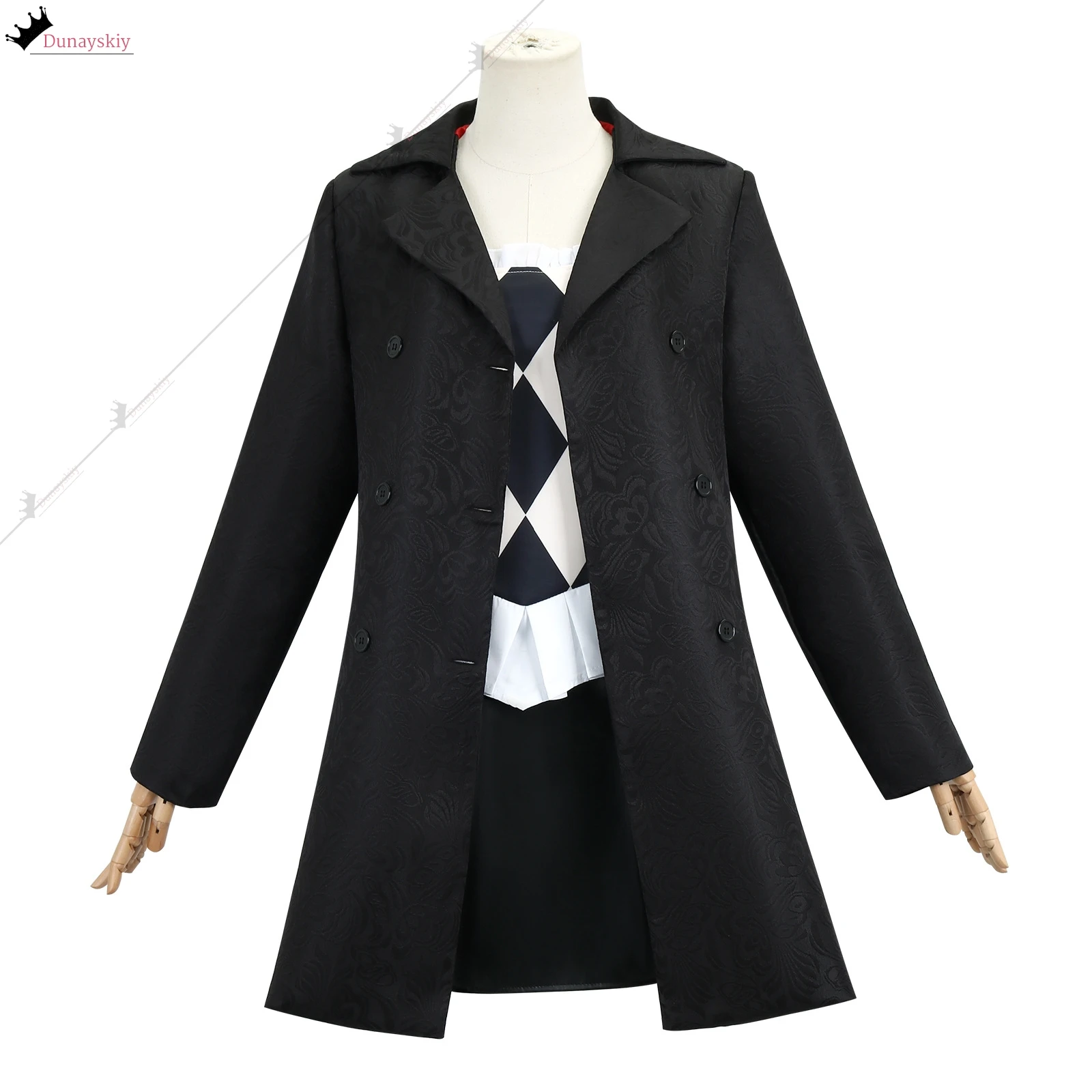 أزياء أنيمي ليدي جوكر النسائية المهرج غاغا التأثيرية سترة سوداء حمراء وتنورة مجموعة نسائية لحفلات الهالوين للنساء البالغات