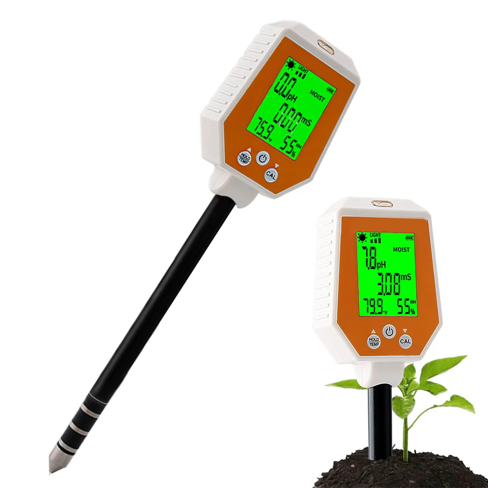 6-in-1 Soil Tester For Accurate PH, Moisture, Temp & Light Meter For Garden For Indoor And Outdoor Testing Tools