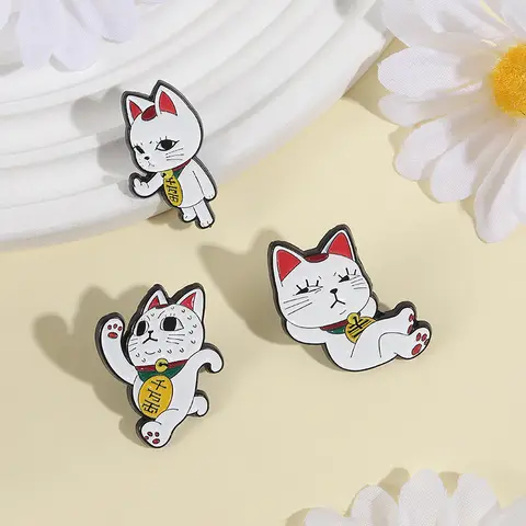 3PCS Turbo Oma Katze Spionieren Emaille Pins Cartoon Anime Charaktere Katze Laufende Mittelfinger Broschen Revers Abzeichen Lustige schmuck