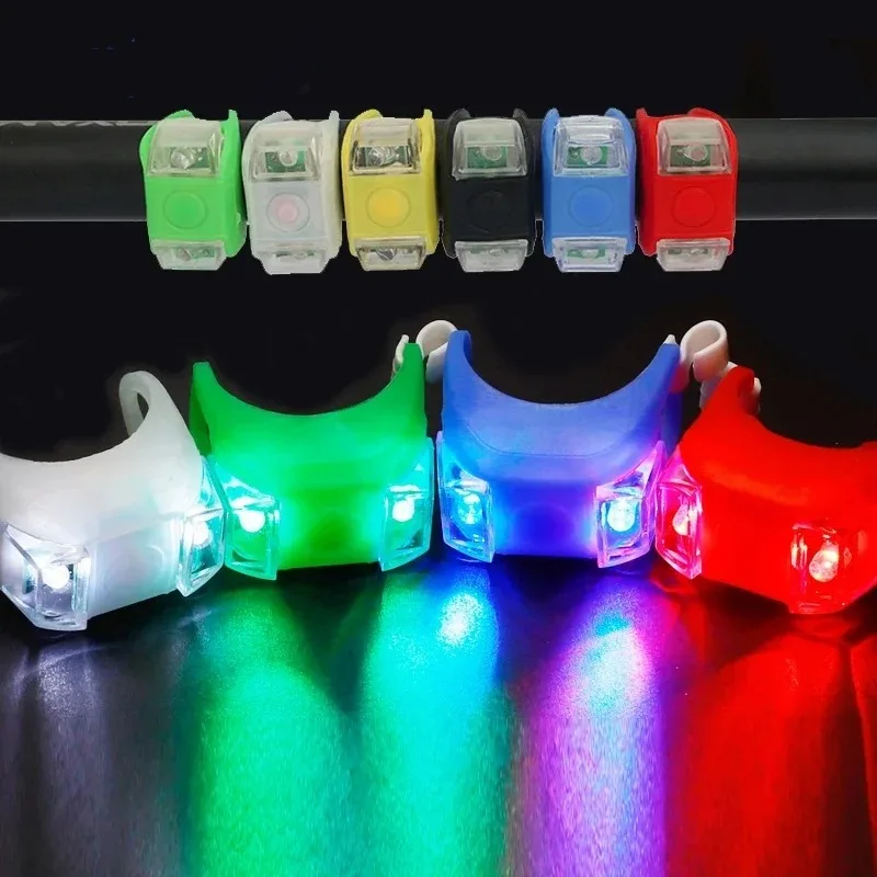 Silicone Bike Light Night Safety Warning Taillight LED Bicycle Front Rear Lamp Cycling Riding Bike Headlight Wheel Flash Light