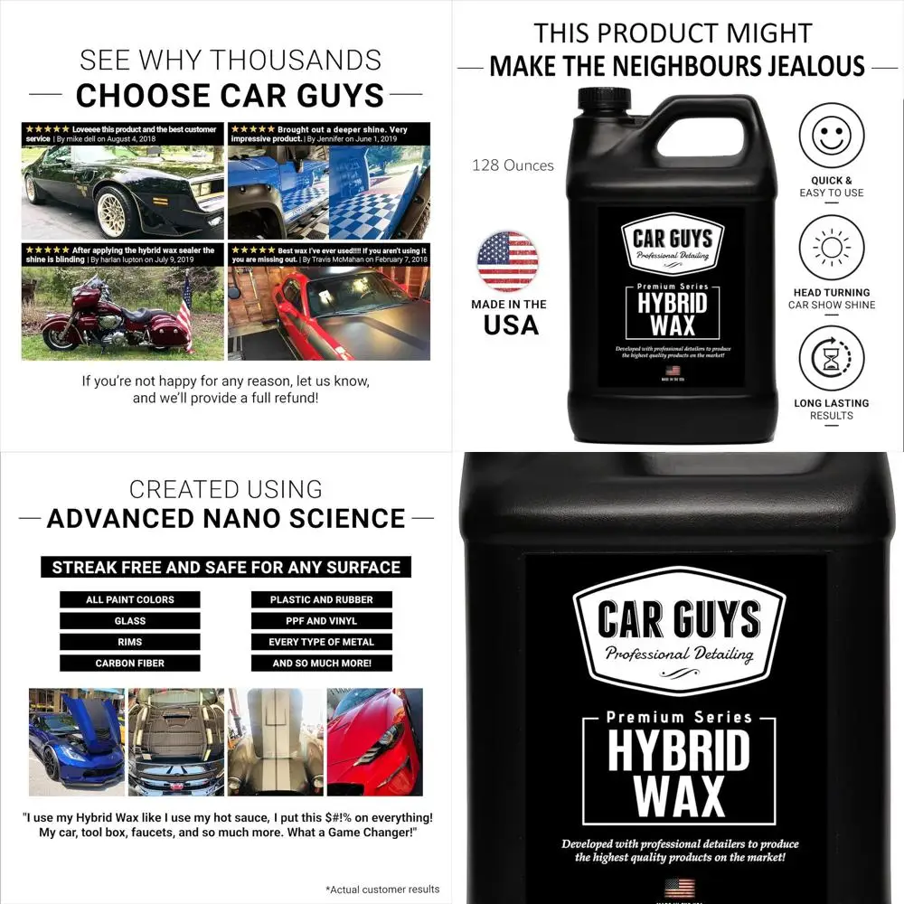

Hybrid Spray Wax 1 Gallon Refill | Advanced Car Wax | Long Lasting and Easy To Use | Safe on All Surfaces | 1 Gallon (Sprayer No