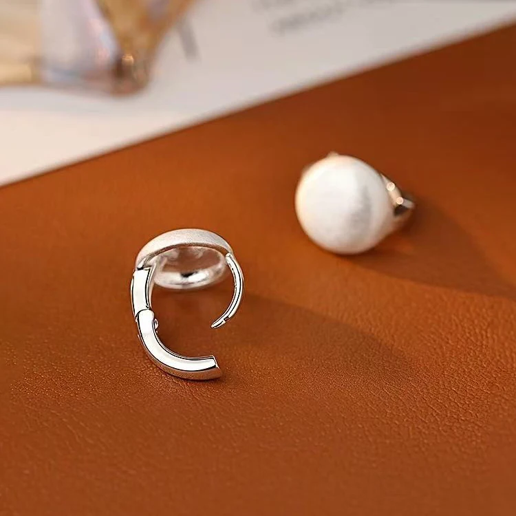 Silver Color Minimalist Brushed Hoop Earrings for Fashion Women Trendy Fashion Jewelry Light Luxury Accessories view 4