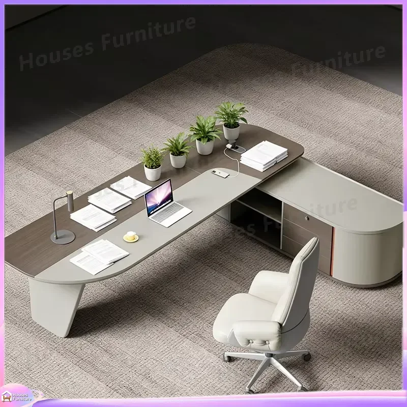 Luxury Modern Wooden Boss Desk Executive Office Table Manager Workstation Large Computer Desk Home Office Furniture Solid