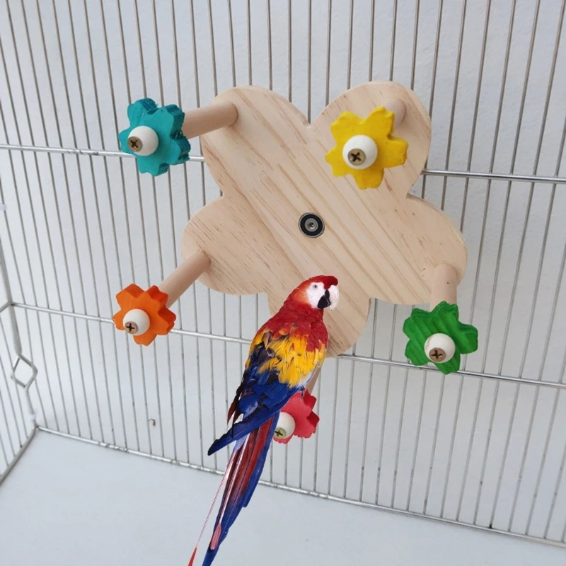 Pet Budgies Cage Feeder Toy for Multiple Birds Rotating Training Colorful Wheel for Small Size Birds for Cage Decoration