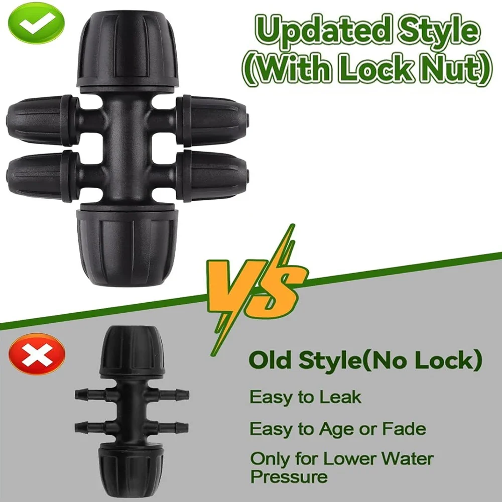 

6-Way Barbed Connector Barbed Lock Irrigation Connector Raised Beds Watering System Secure Locking Mechanism For 4 7mm Drip Line