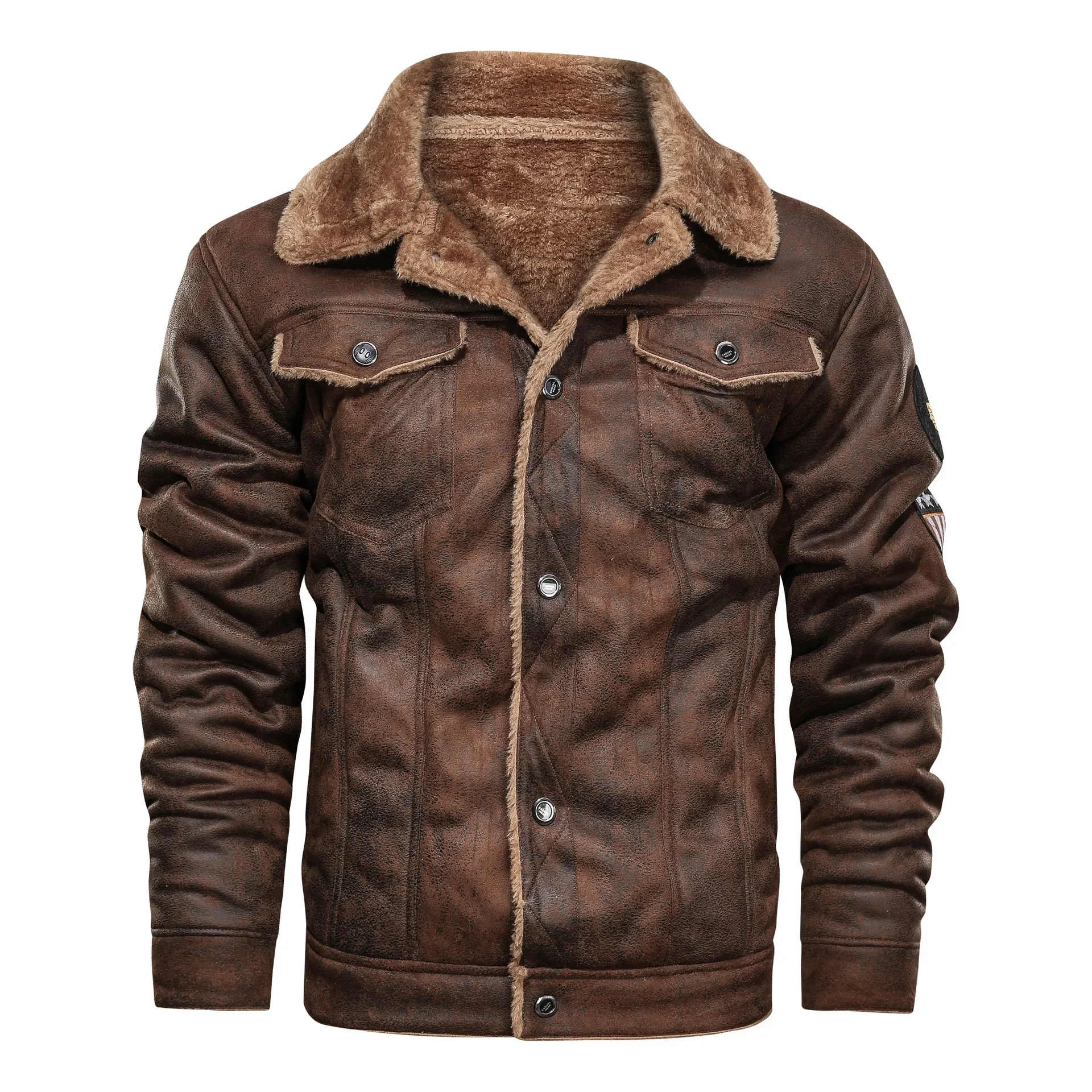 

Coats Male Fleece Warm Coats Men Slim Fit Jackets Leather Fur Integrated Jackets men Winter Bomber Jackets New Fashion