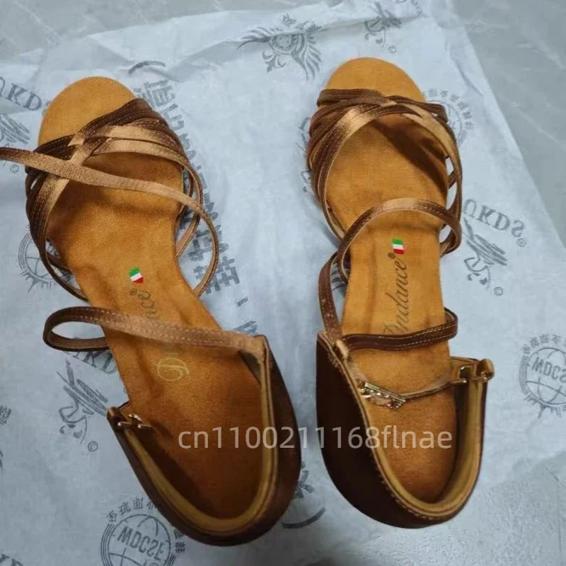 Erwachsene High Heels Lateinamerikanische Tanzschuhe aus geschmiedetem Stoff mit weicher Sohle, Tanzschuhe für Damen, Tanzperformance- und Übungsschuhe – Detail 7
