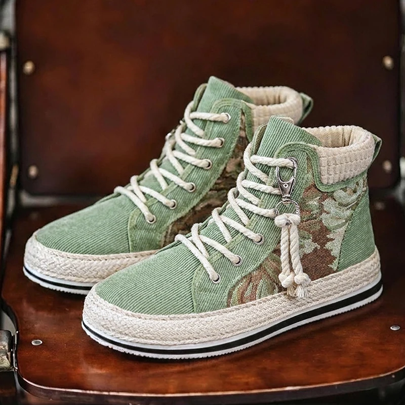 High Top Men 2026 Designer Winter Fashion Casual Shoes Canvas New Man Sneakers in Mens Vulcanize Thick Sole Footwear Ankle Boots