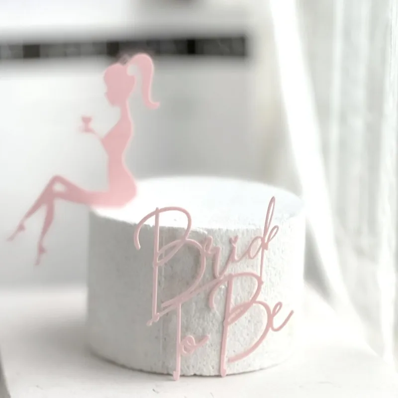 Einfacher, moderner Tortenaufsatz für die Brautparty in Roségold aus Acryl, Hen-Party-Tortenaufsatz, Geschenk für Hochzeitstorte, Dessertdekoration – Detail 4