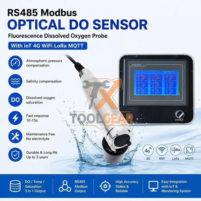2026hotsale* RS485 Modbus Optical DO Sensor Dissolved Probe with IoT 4G WiFi LoRa MQTT
