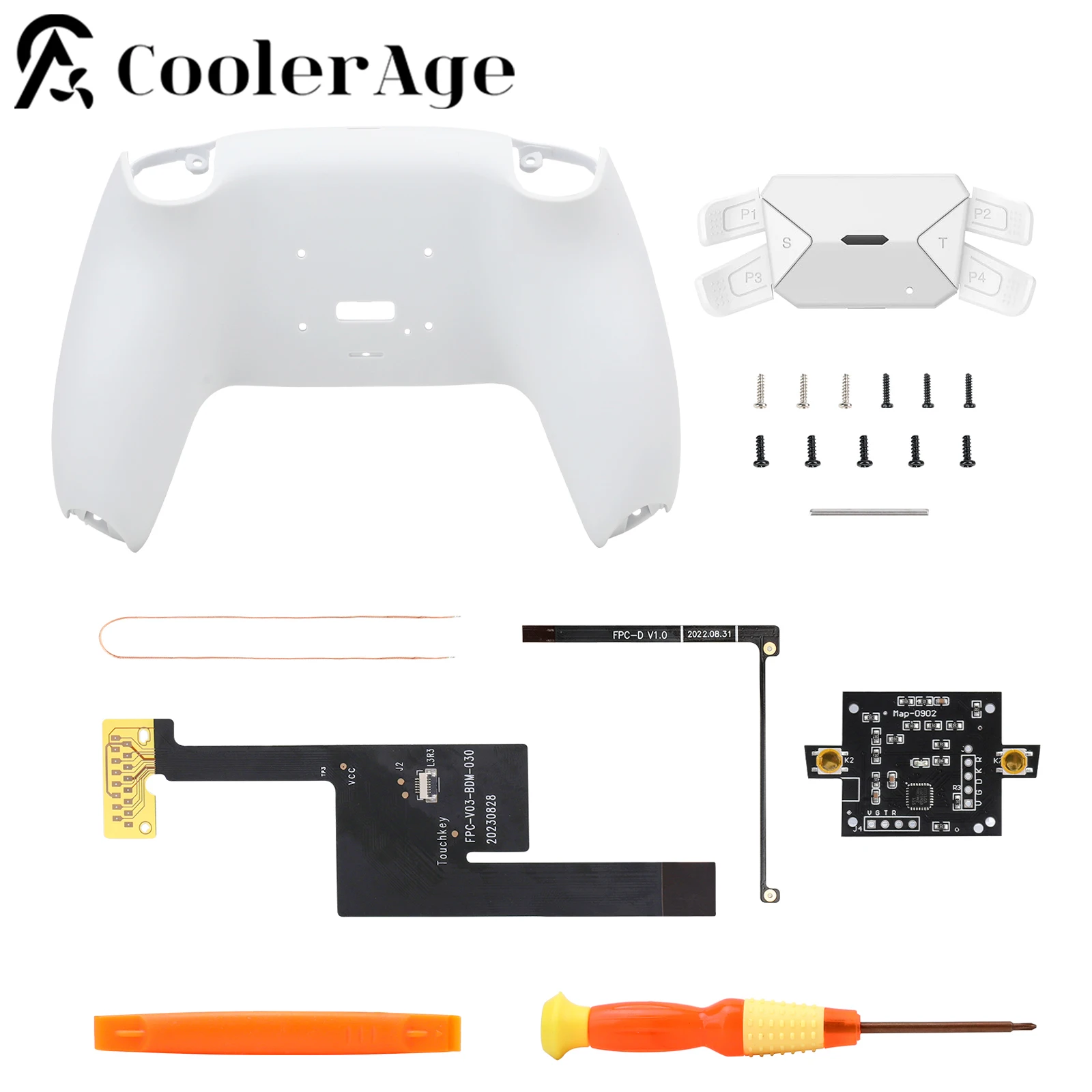 

CoolerAge Programable RISE4 Remap Kit for ps5 Controller BDM-030 BDM-040 Upgrade Board & Redesigned Back Shell & 4 Back Buttons