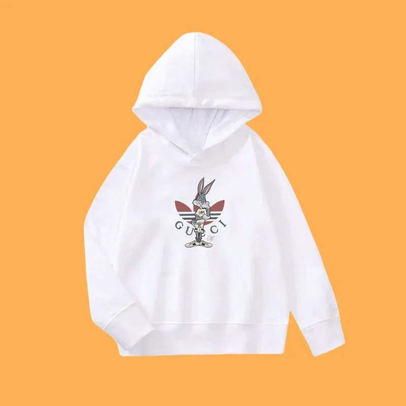 Trendy and fashionable Bugs Bunny cartoon anime children\'s hooded sweatshirt casual top for both boys and girls