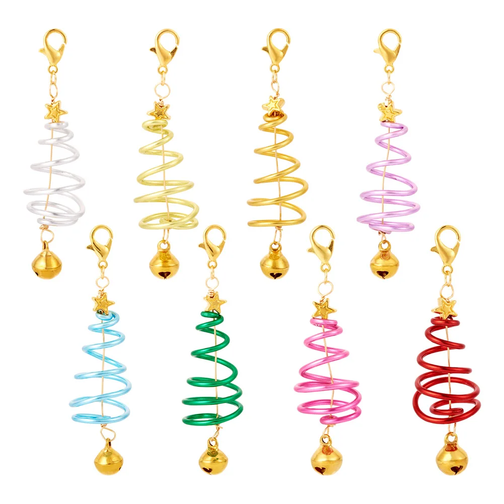 

16Pcs Christmas Tree Alloy Pendant Decoration with Alloy Lobster Claw Clasps for DIY Earring Jewelry Making Crafting Accessories