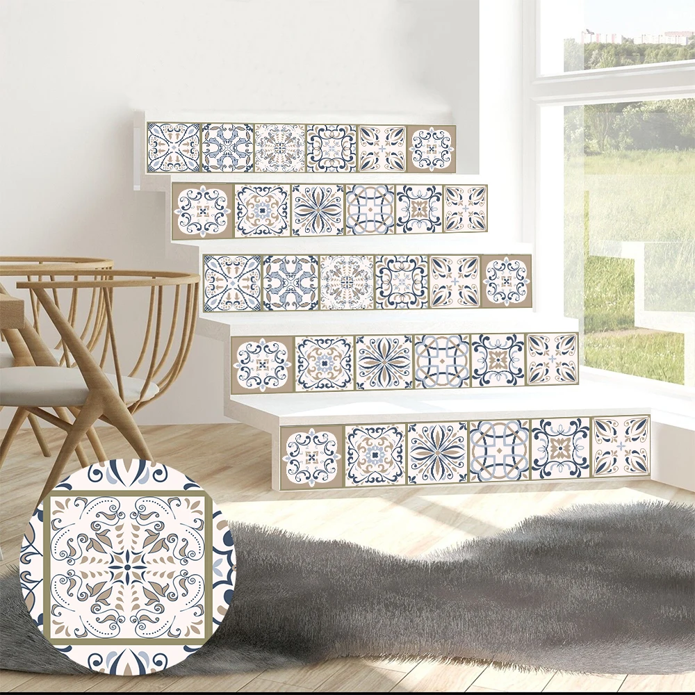 10pcs Kitchen Tile Wall Sticker Transfers Covers Wardrobe Bathroom Living Room Floor Art Mural Self-adhesive Waterpoof Wallpaper