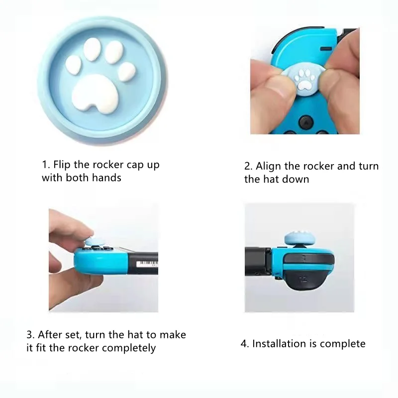 닌텐도 스위치/Oled/라이트 컨트롤러용 소프트 엄지 스틱 그립 캡 보호 커버, 스위치 액세서리용 귀여운 고양이 발톱 케이스