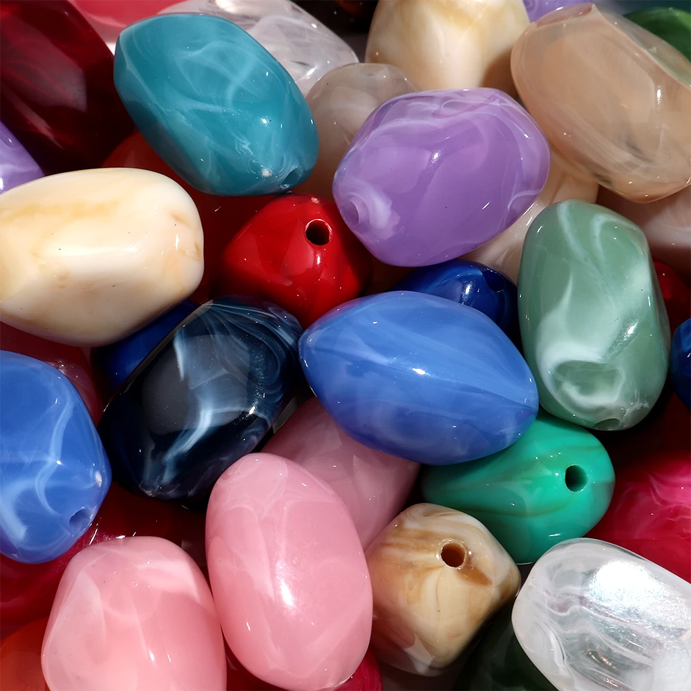 10 stks Marmer Kleur Acryl 17x27mm Imitatie Steen Vorm Losse Spacer Kralen voor DIY Sieraden Armband Ketting ambachten Accessoires