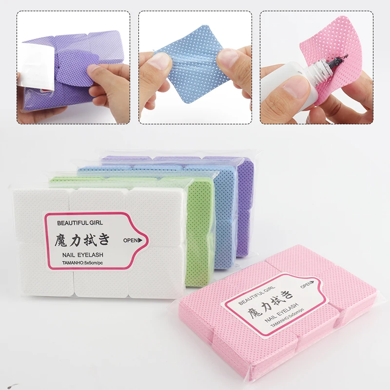 300 Stück Make-up-Kleber-Reinigungspads, Wattepads, Entferner-Tücher, Wimpernverlängerungs- und Nagelkunst-Reinigungstücher, fusselfreie Vlies-Reinigungspads – Detail 1