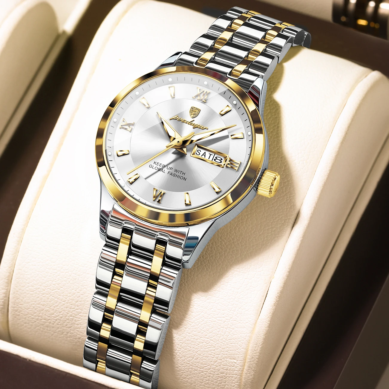 POEDAGAR Fashion Women Watch Luminous Stainless Steel Waterproof Ladies Wristwatch Quartz Week Date Luxury Woman's Watches Reloj view 2