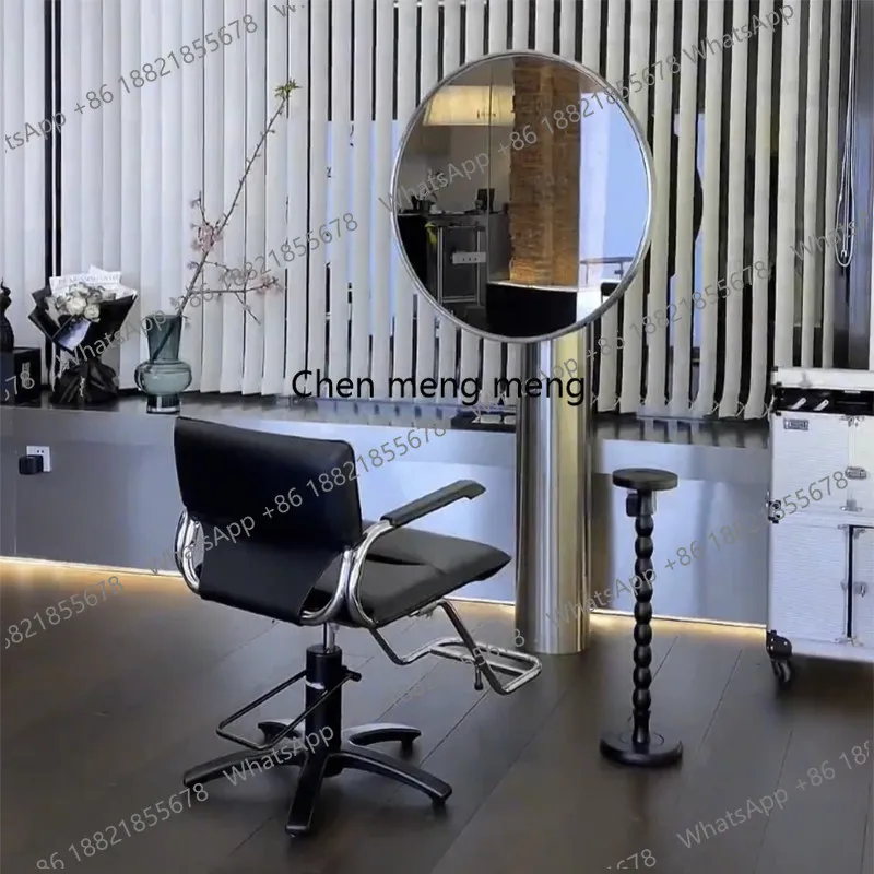 Stainless steel new high-end hairdressing mirror table perm and dyeing area barber shop hair cutting mirror