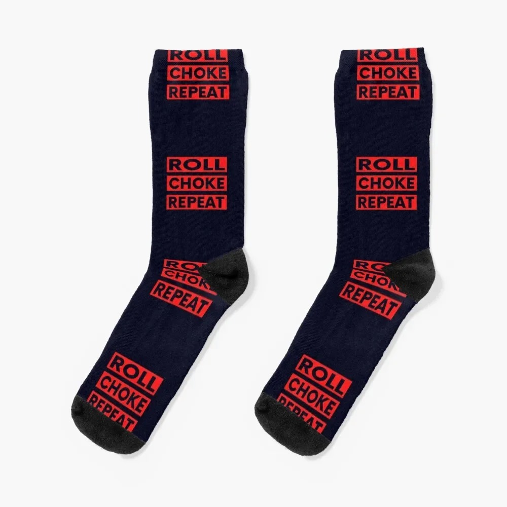 Roll, Choke, Repeat Jiu Jitsu - BJJ Humor Socks new year cool man Ladies Socks Men's