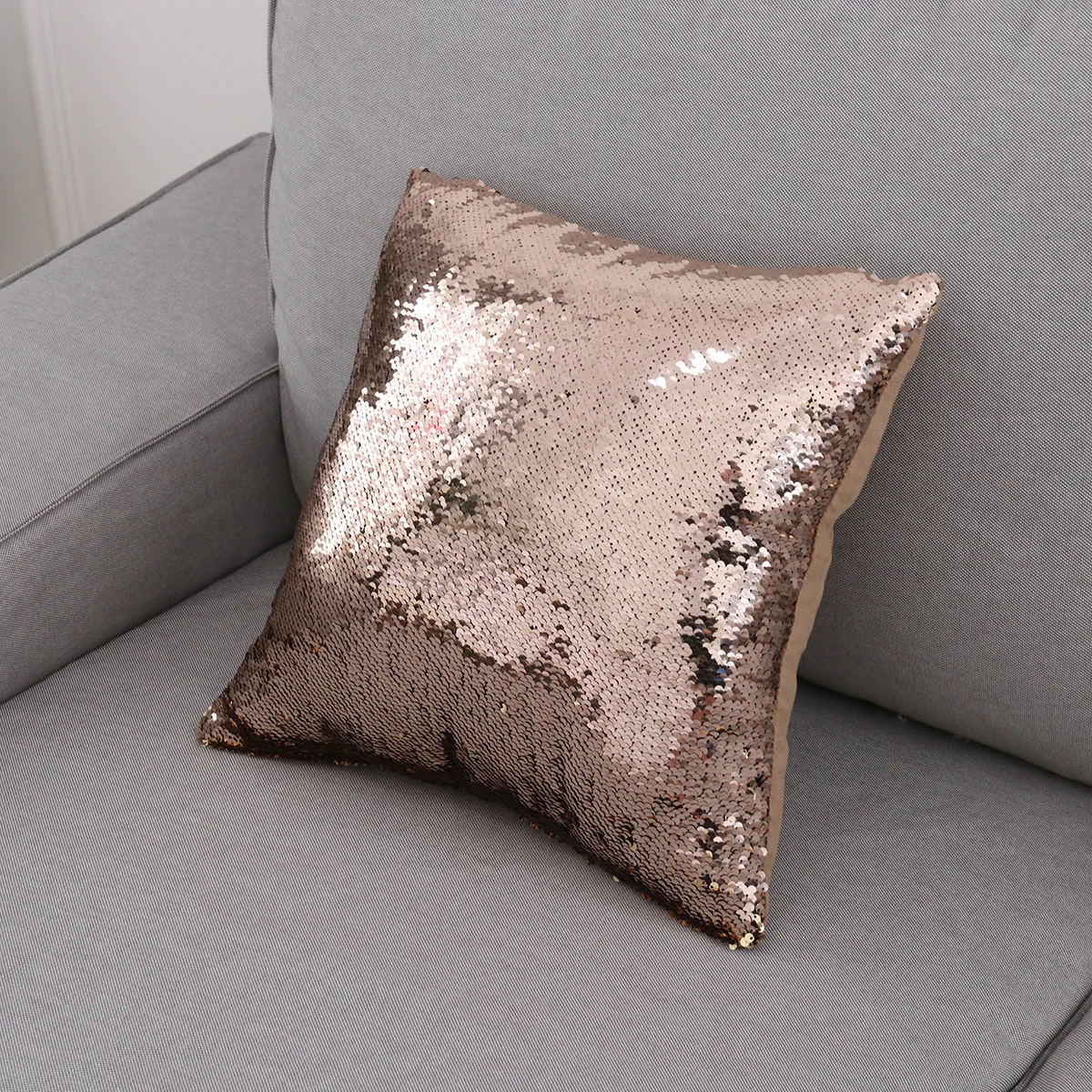 

Two-color Sequin Pillowcase Glitter Throw Pillow Covers Zipper Closure Decorative Cushion Cover Sofa Car Library