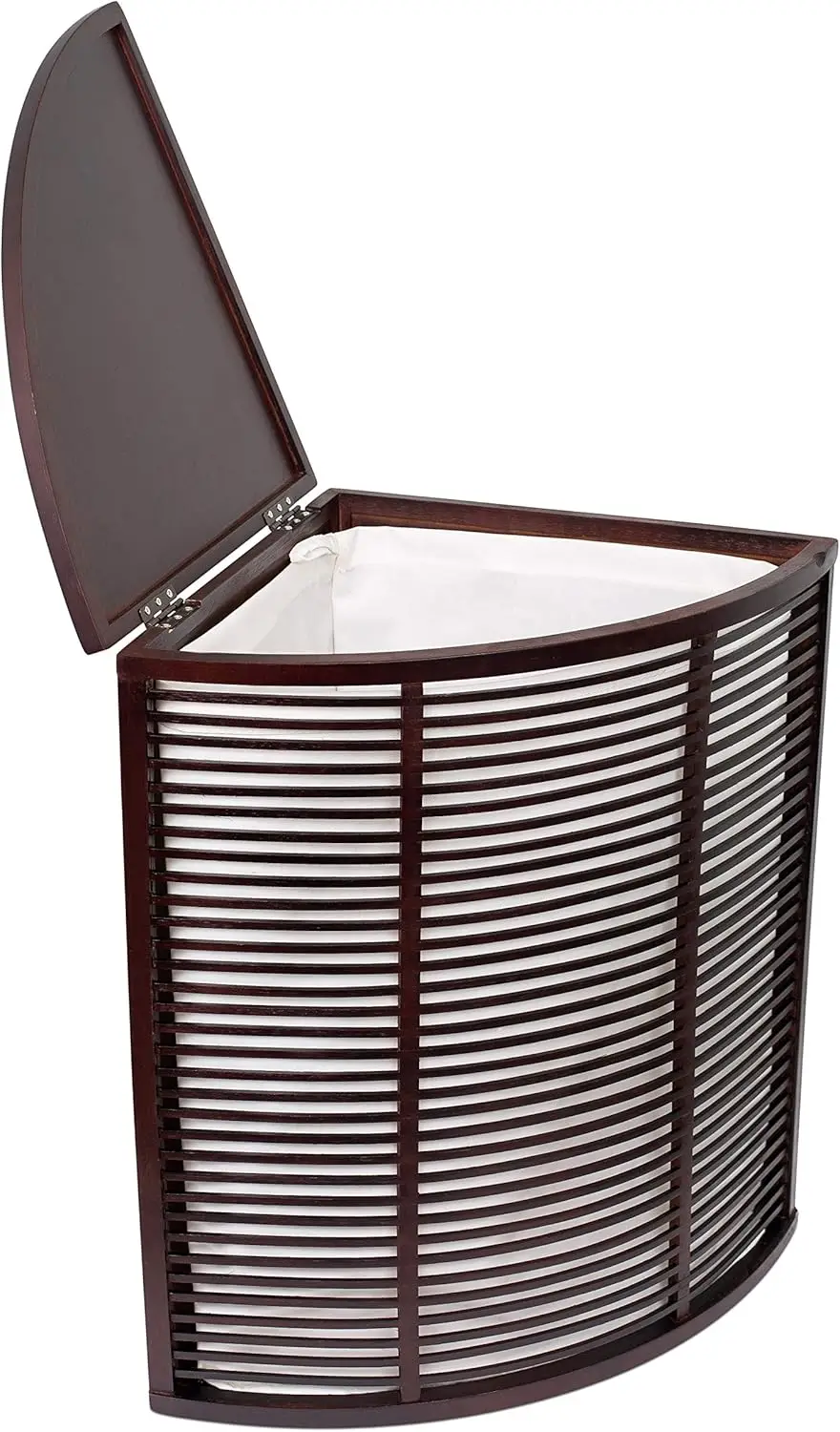 

Compact Corner Laundry Hamper with Lid and Removable Liner - Small - Brown Bamboo - Easily Transport Laundry - Baby Dirty Clothe