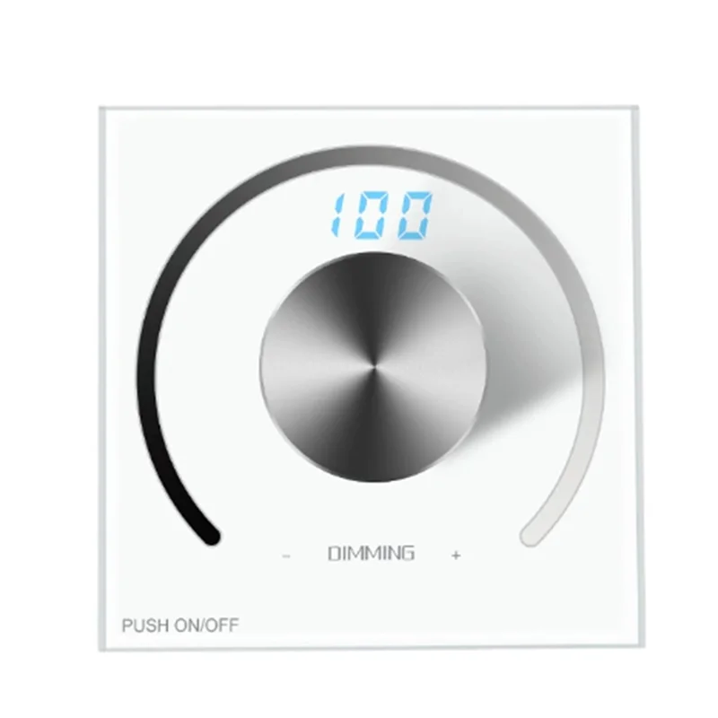 Ingenious-Dimmer LED Jednoprzewodowy Ścienny Panel Ściemniacza DC 12V-24V do Taśm LED 5050 2835, Obrotowy Pokrętło Sterowania, Wyświetlacz Jasności 0-100%