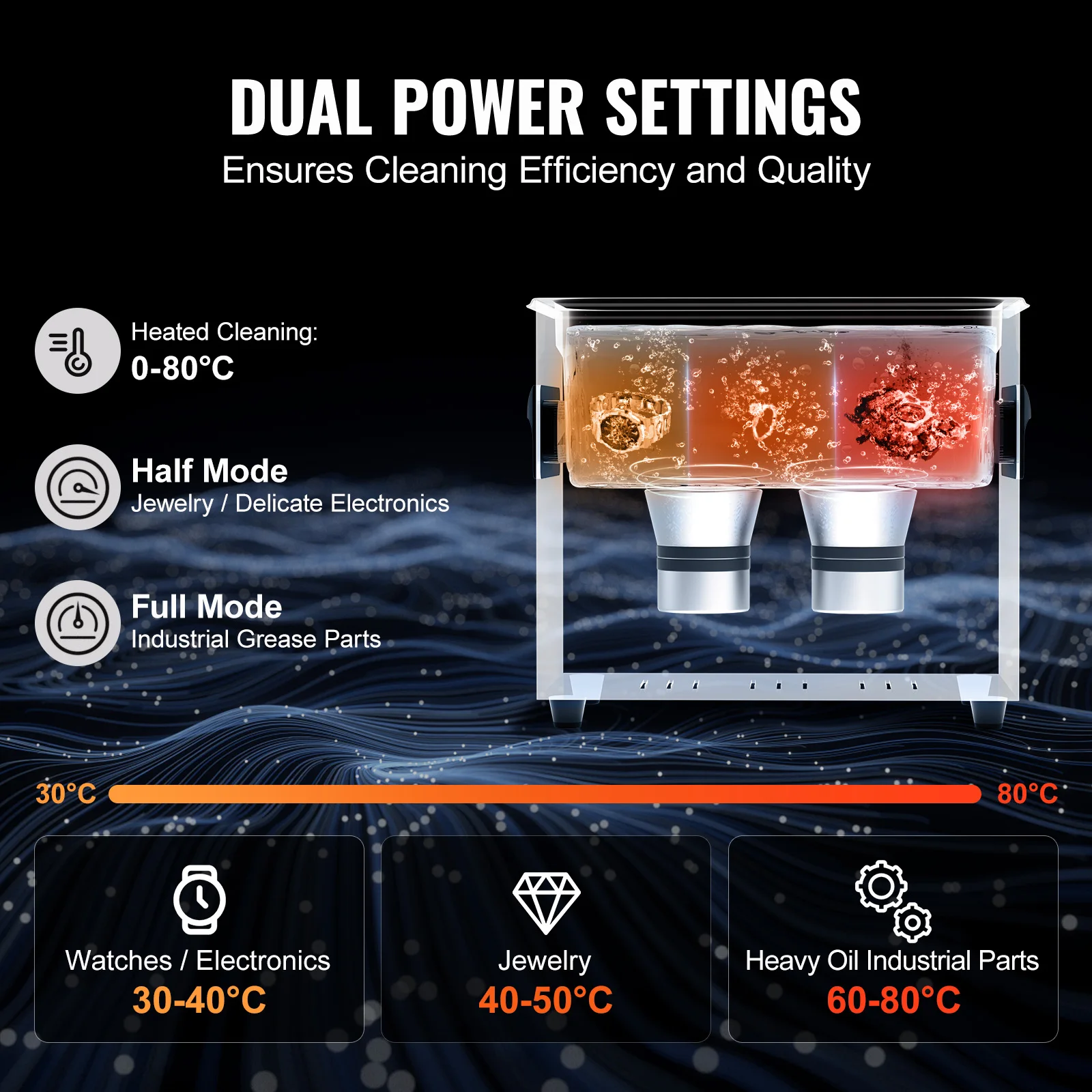 VEVOR 2-30L pembersih ultrasonik mesin pembersih Ultrasound Digital dengan peningkatan Degassing dan Mode lembut untuk kacamata perhiasan