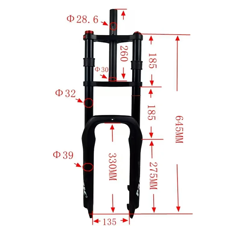 New Image 20 Inch Fat Tire Electric Bike Shock Suspension Front Fork Double Shoulder 100mm Open Dropout Aluminum Alloy Parts
