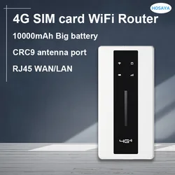 4G SIM card wifi router 10000mAh Big battery lte modem travel pocket MIFI hotspot RJ45 Port CRC9 antenna port  portable WiFi