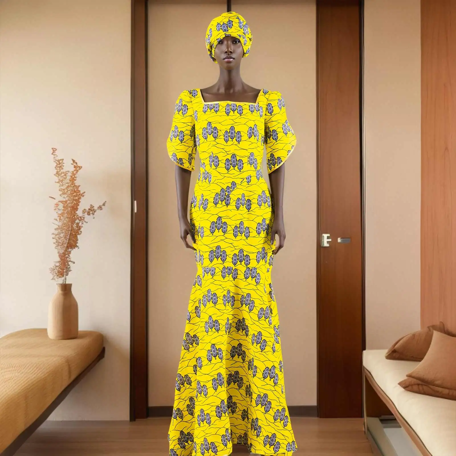 فساتين تركيا للنساء فاخرة أنيقة 2024 Dashiki طباعة فستان حورية البحر مباراة عمامة حك بازان الثراء فستان الزفاف 2425188