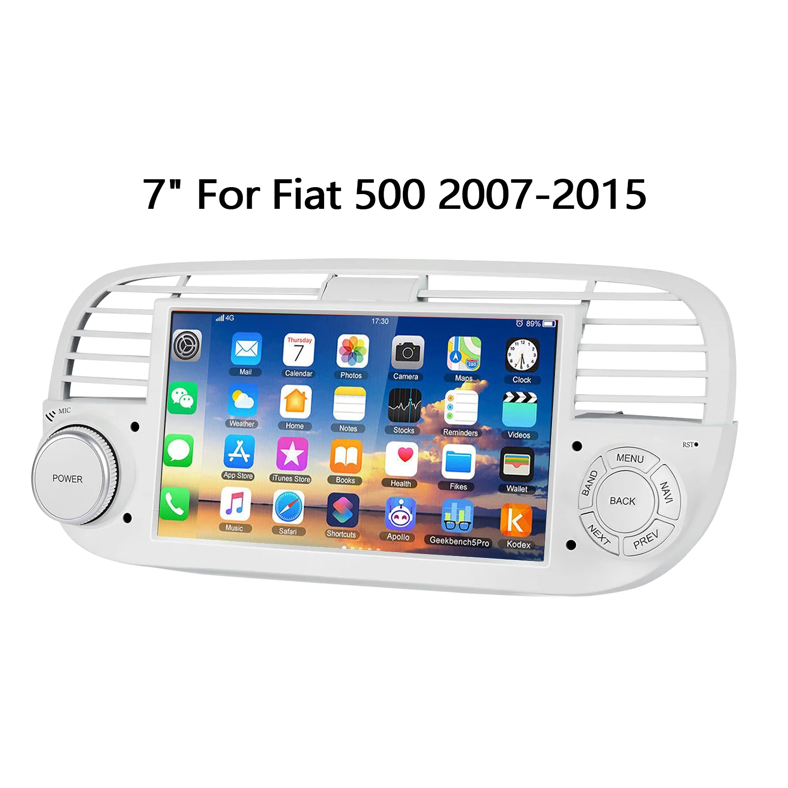 ESSGOO 7 Zoll 4+64G Android 15 Autoradio für Fiat 500 2007-2015 mit kabellosem Carplay, Android Auto, GPS-Navigation, Bluetooth, FM, SWC, Wifi, RDS, ASP, IPS Touchscreen, Mirror Link,