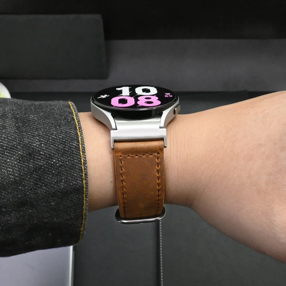 Pulseira de Couro Quick Fit para Samsung Galaxy Watch, Sem Lacunas, Pulseira Clássica, 42, 47mm, 46, 43mm, 6, 5, 4, 40mm, 44mm, 5 Pro, 45 milímetros