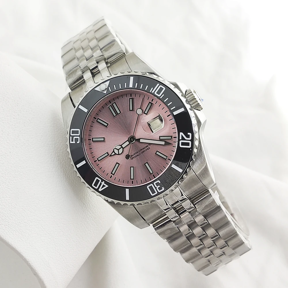NH05 Case 34mm Case 24.5mm Dial Women's Stainless Steel Case Green Luminous Dial Custom Logo Case Dial for NH05 Movement Modul
