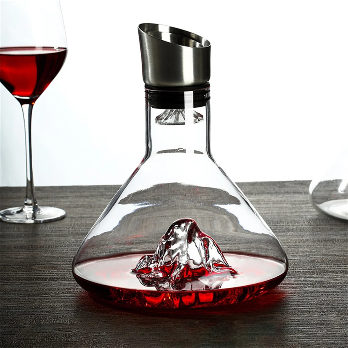 B08B-Wine Decanter, Crystal Clear Wine Decanter with Aerator, Red Wine Carafe with Built-in-Dispenser,Jinshan